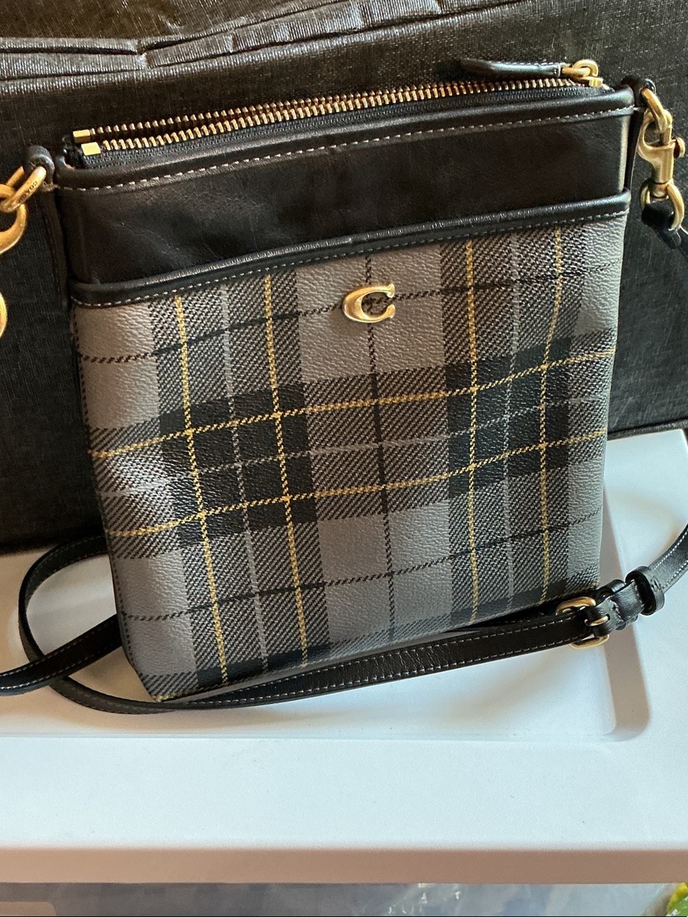 Coach Plaid Kitt Messenger EUC